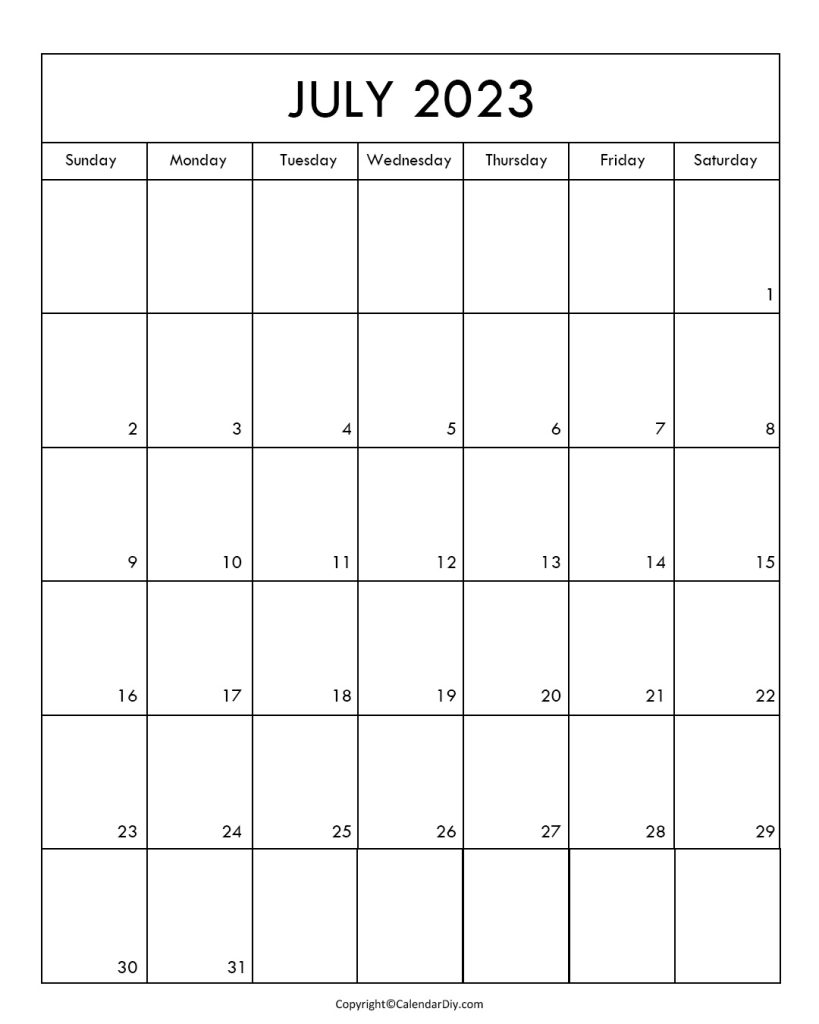 July Calendar 2023 A4
