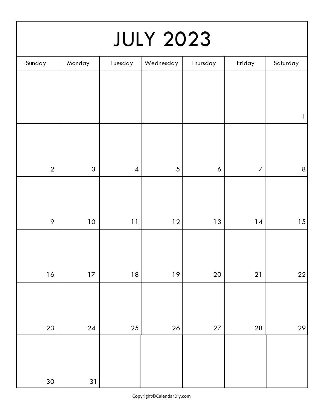 July Calendar 2023 A4 Size [Free Printable Pdf]