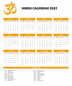 Hindu Calendar 2022 With Tithi | Hindu Panchang 2022