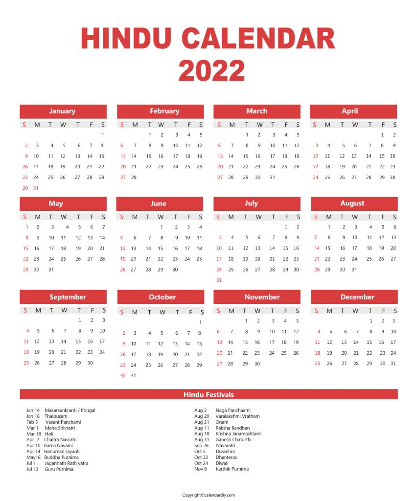 Calendar 2022 hindu Hindu Calendar