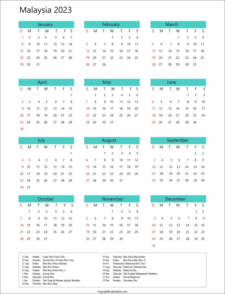 Malaysia Calendar 2023