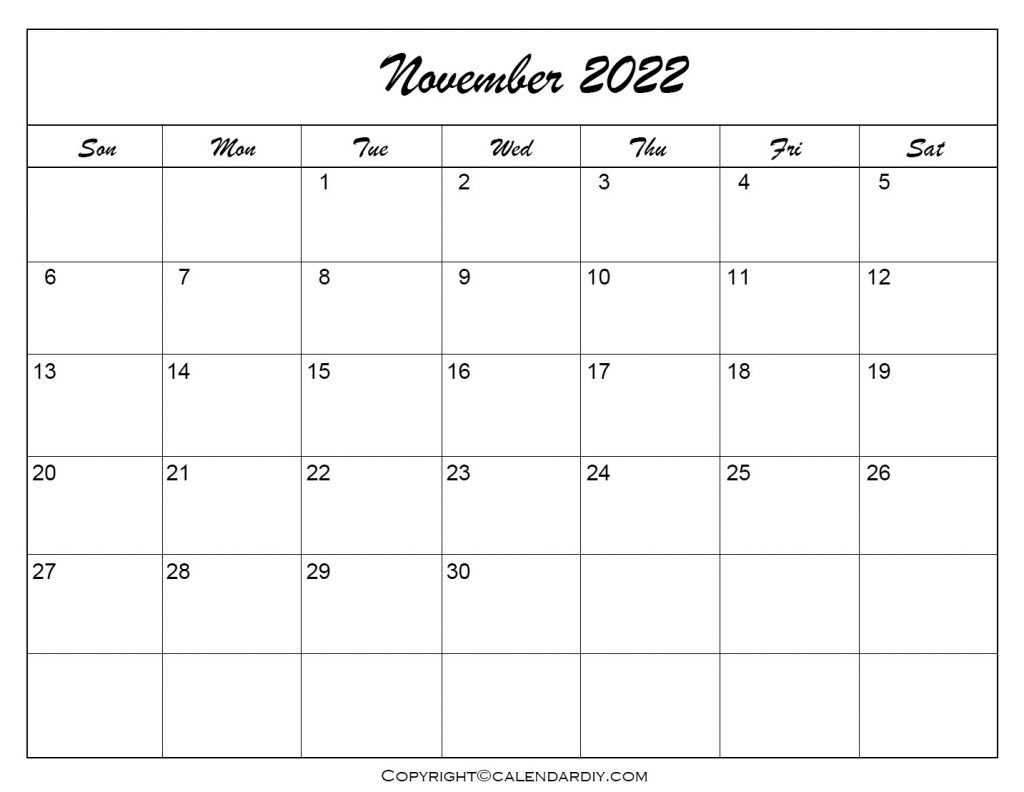 November Editable Calendar 2022