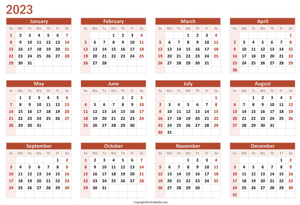 Calendar 2023 Blank