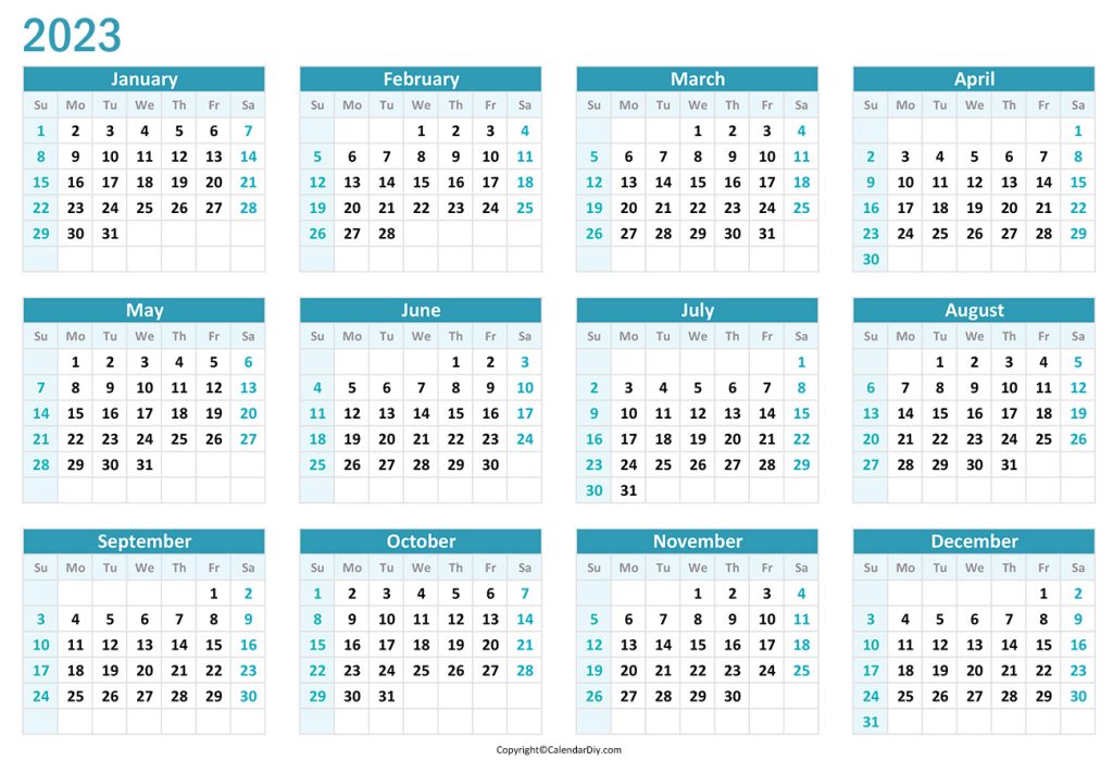 Blank Calendar 2023 Template
