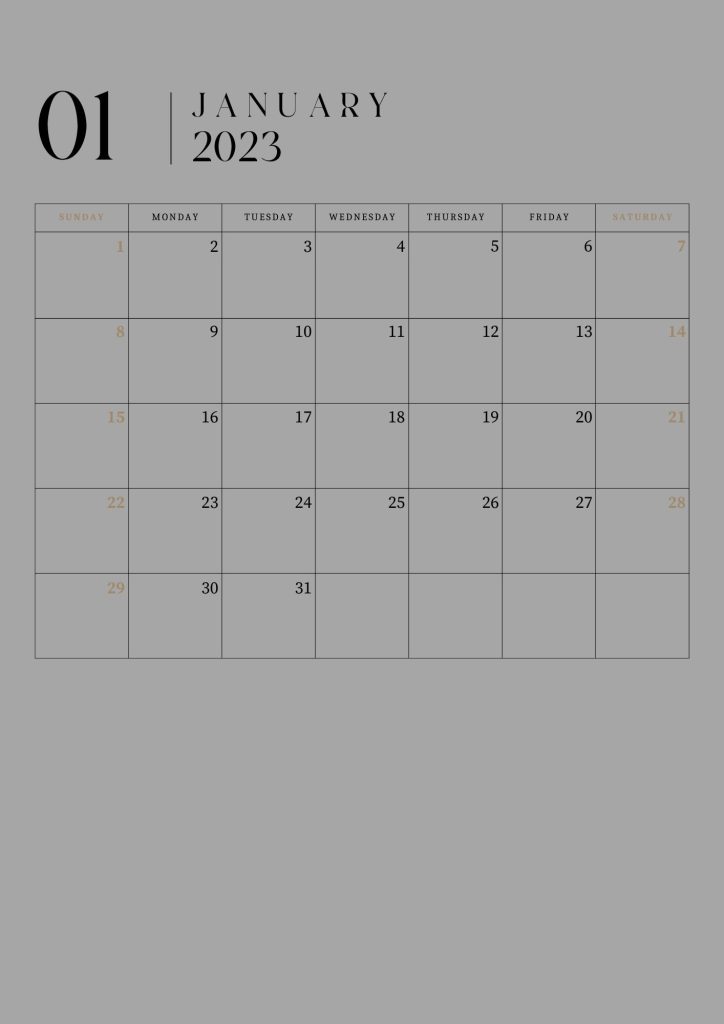 January Calendar 2023