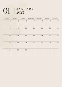 2023 January Calendar