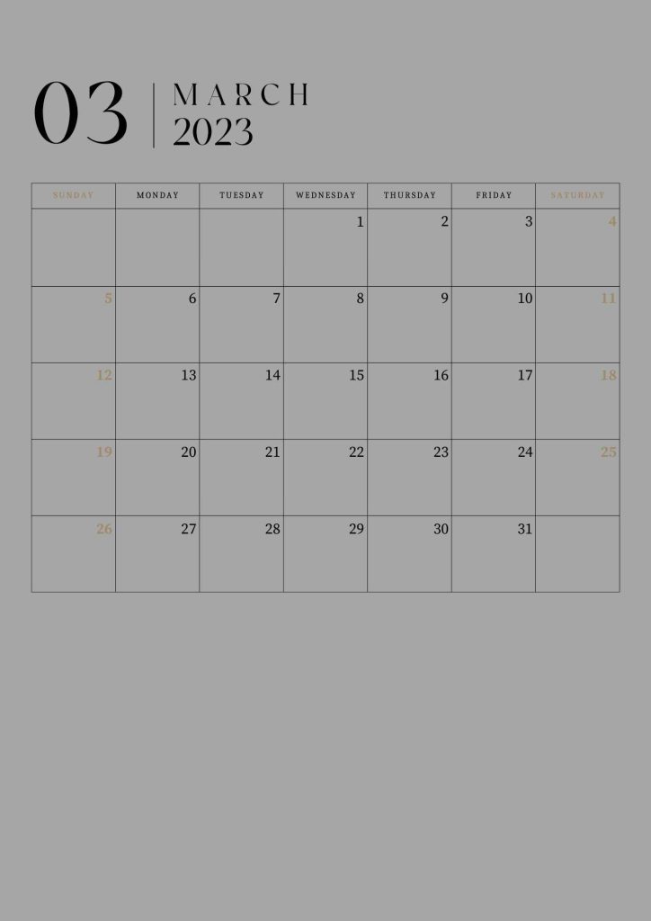  March 2023 Calendar Printable