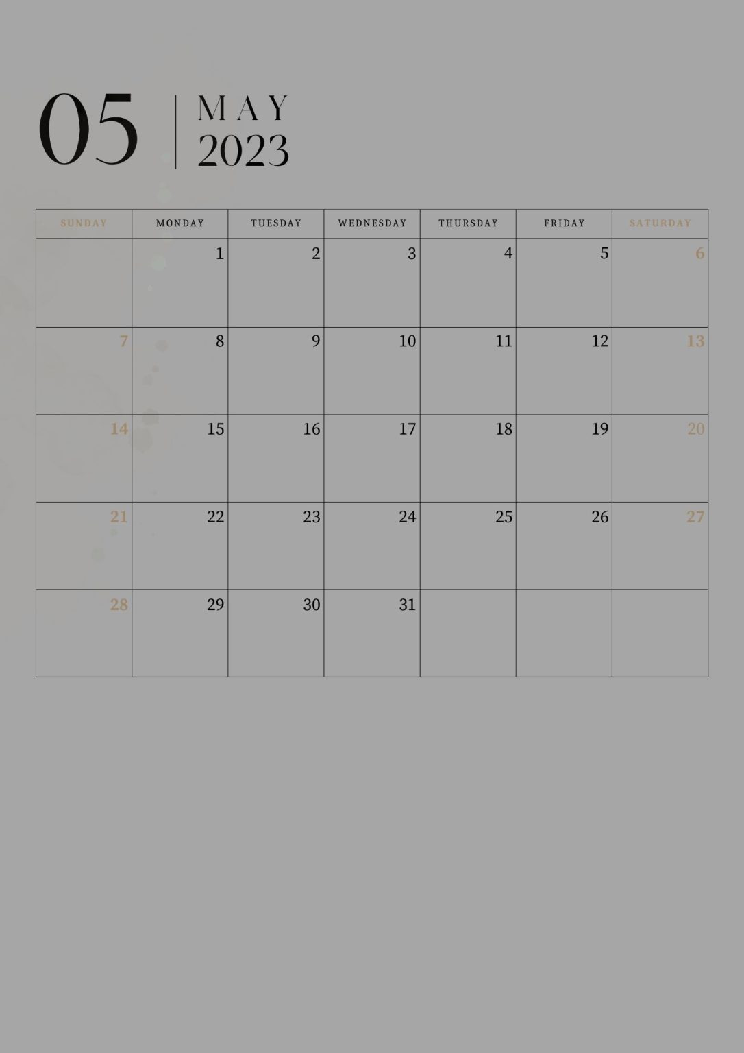 Free Blank May 2023 Calendar Printable in PDF, Excel