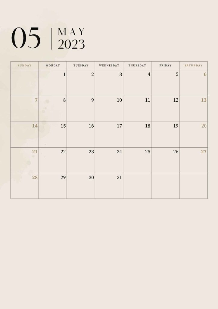 May 2023 Blank Calendar