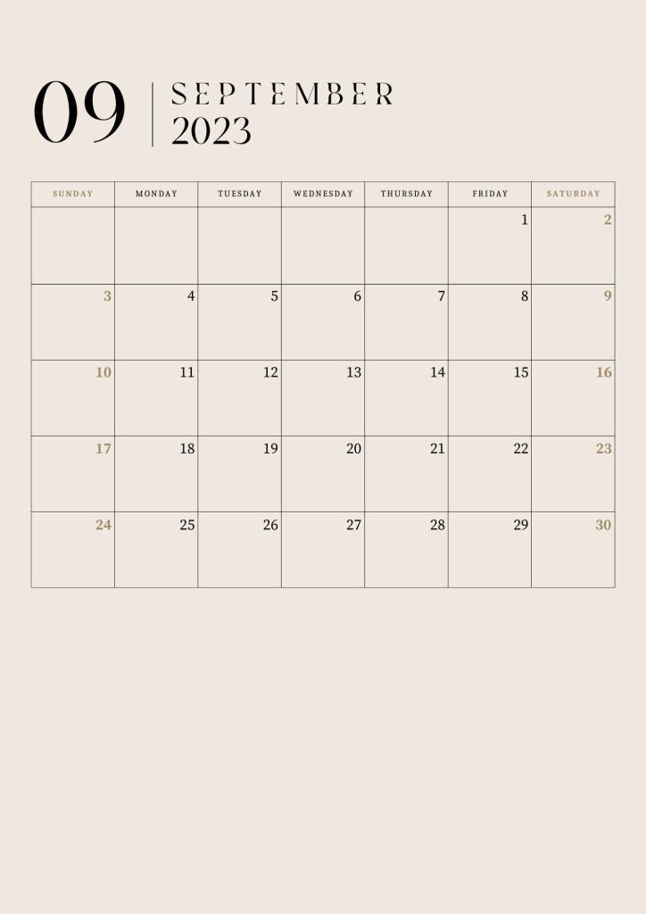 September 2023 Blank Calendar