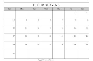 December Calendar 2023 Printable [Free Blank Pdf]