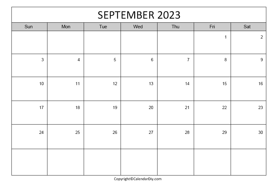 Blank September 2023 Printable Calendar