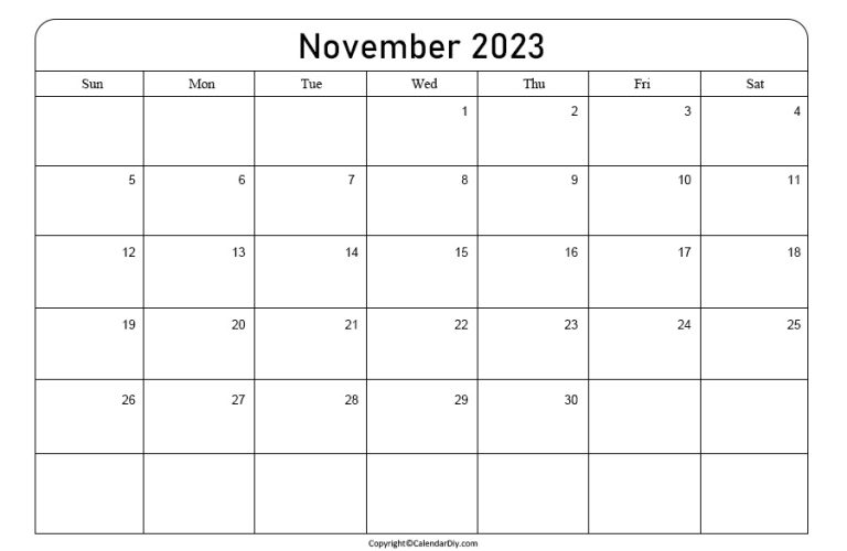 November Calendar 2023 Printable [Free Blank Pdf]