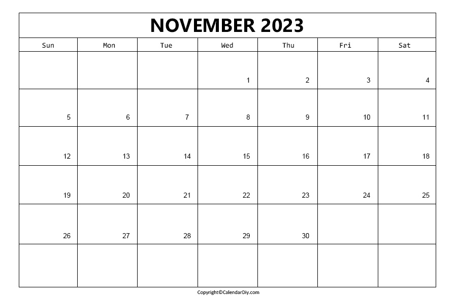 November Calendars 2023