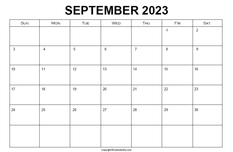 September Calendar 2023 Printable [Free Blank Pdf]