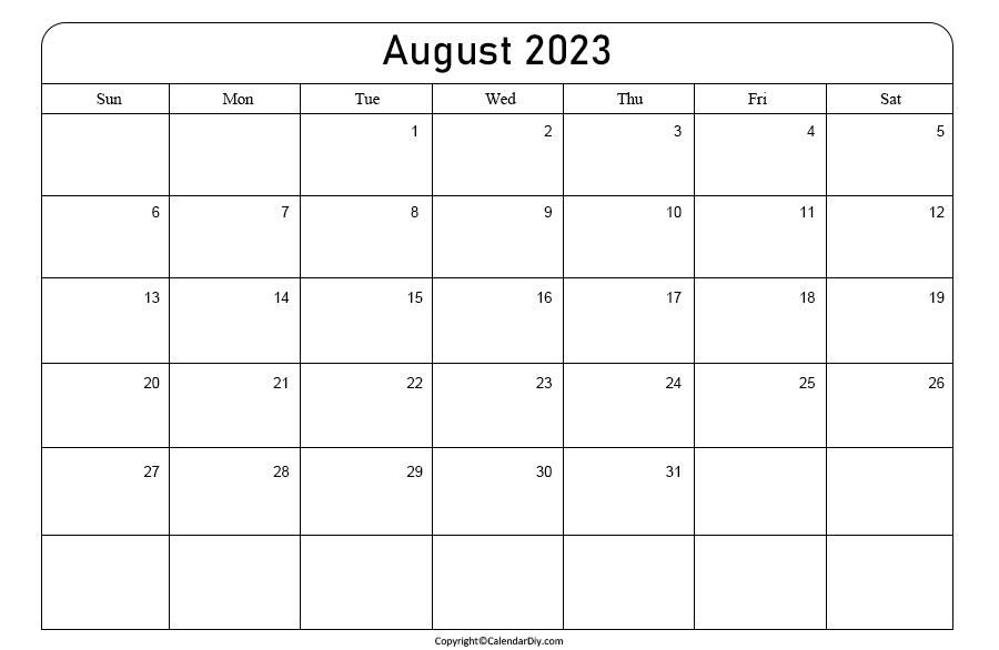 august 2023 Calendar