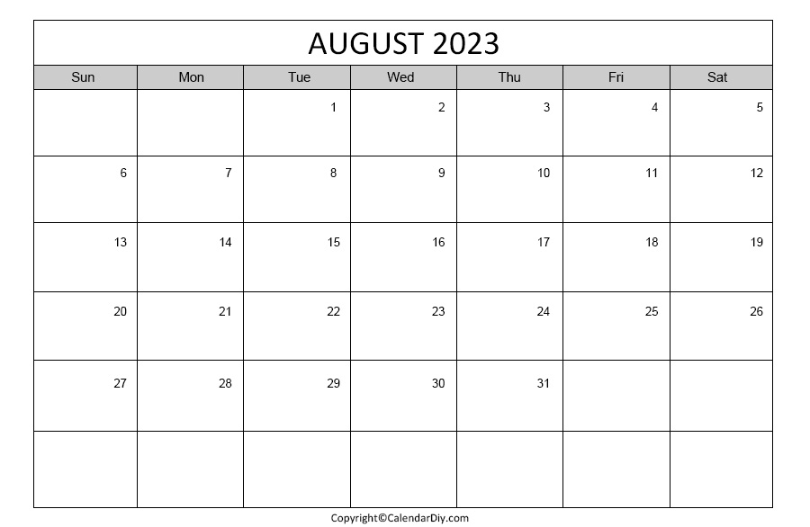 august Calendar 2023