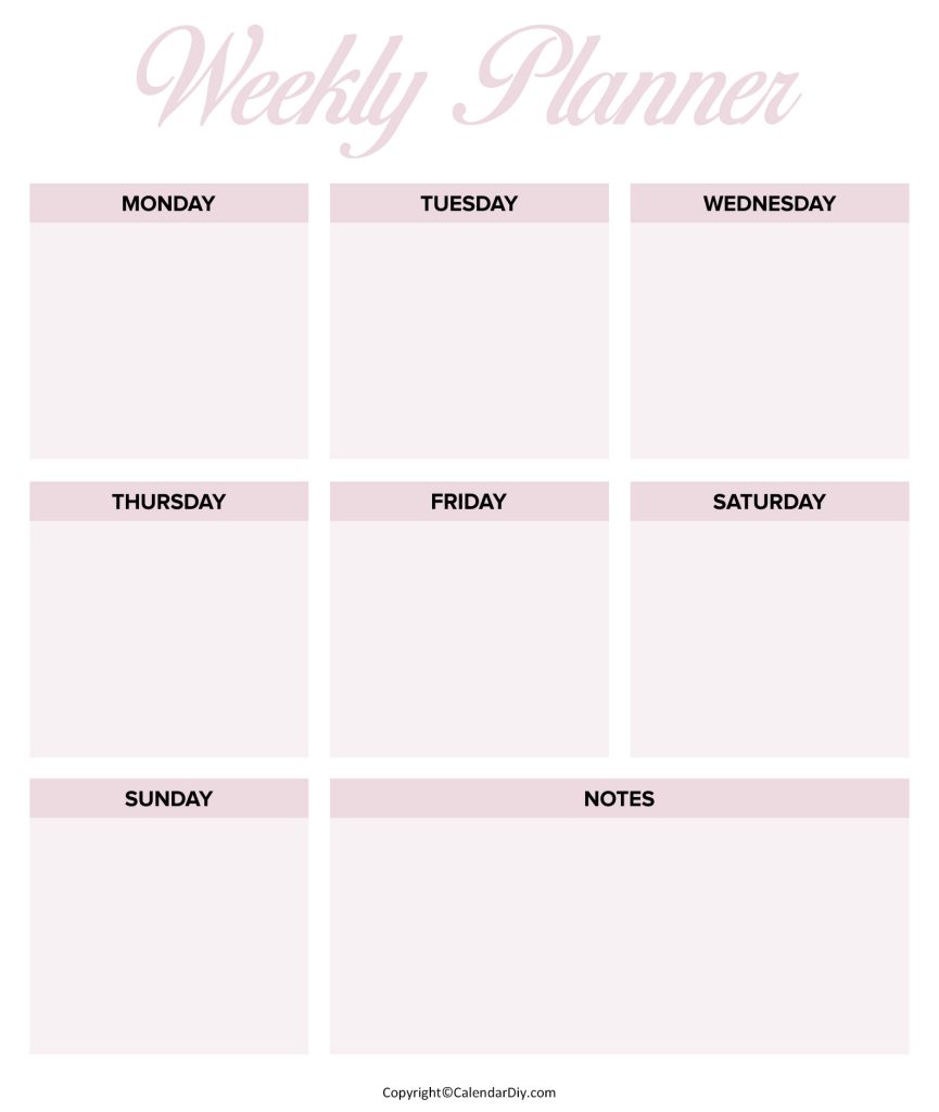 Blank Weekly Planner