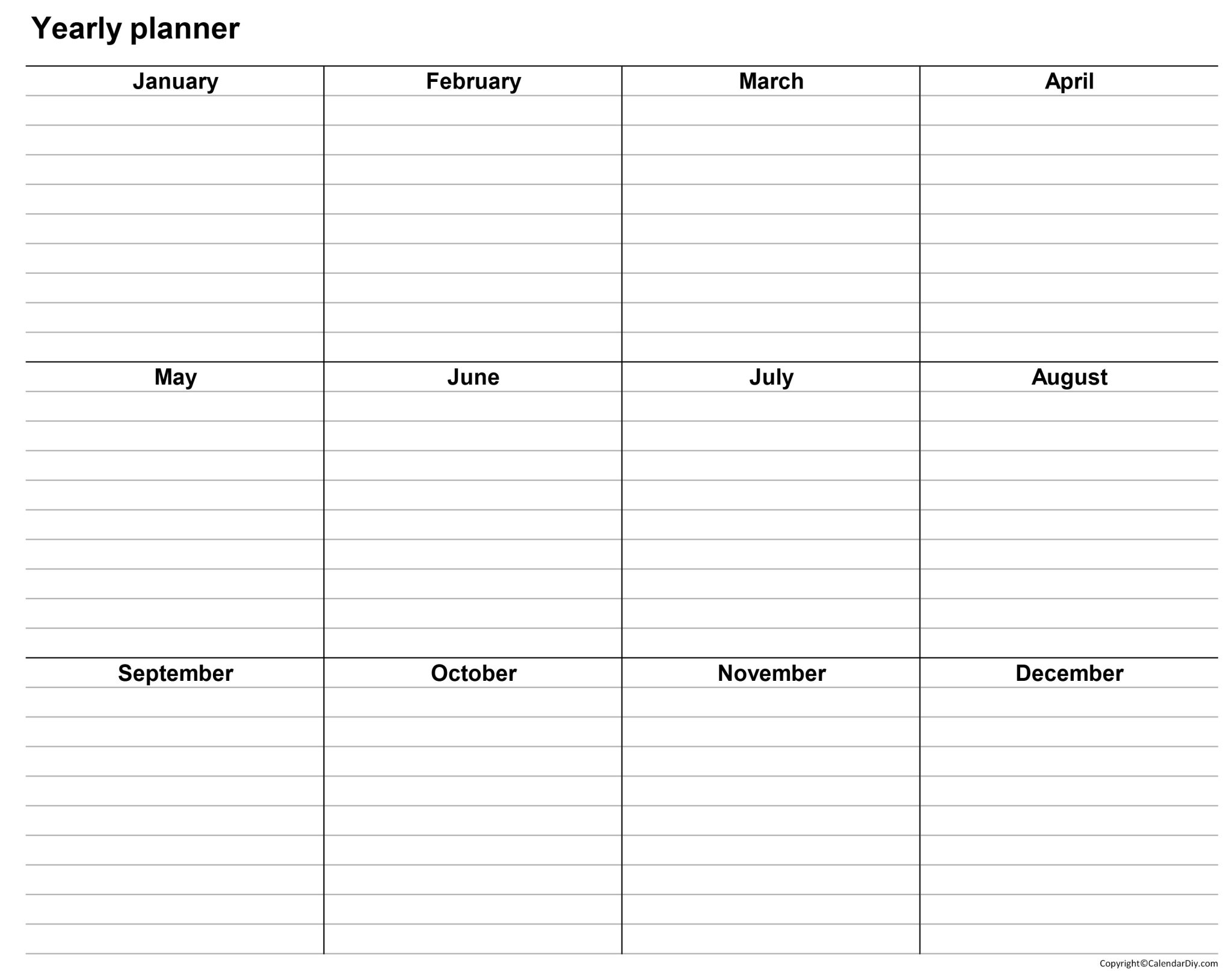 Yearly Planner Template Free Blank Printable Pdf 9674