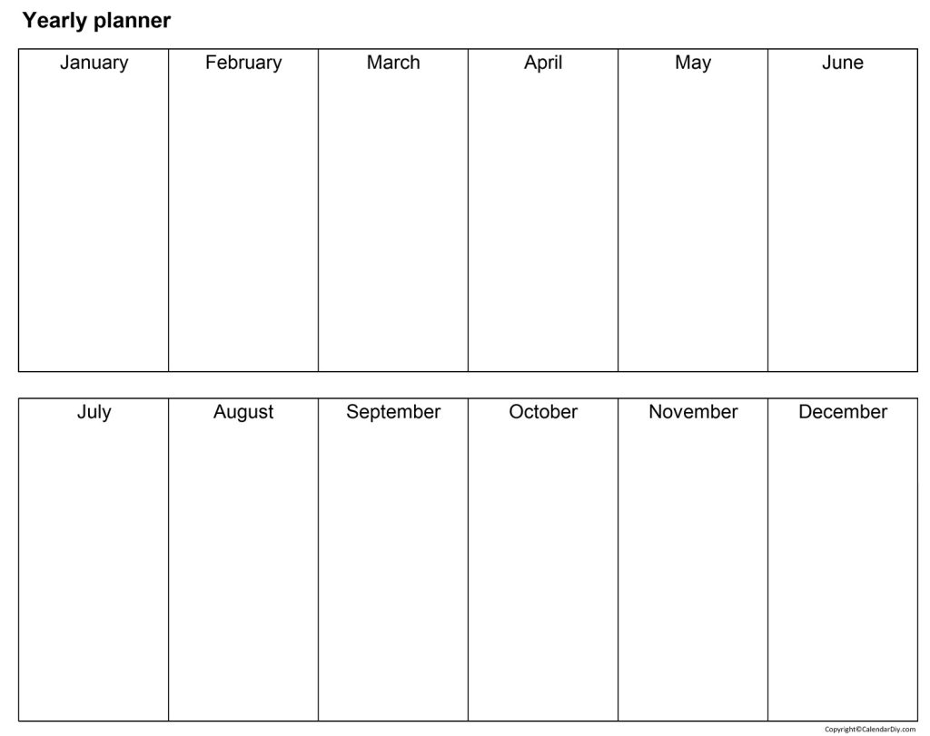 Blank Yearly Planner Template